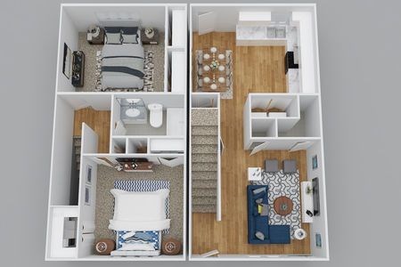 Floor plan for 1 bed, 1 bath, 617 sqft